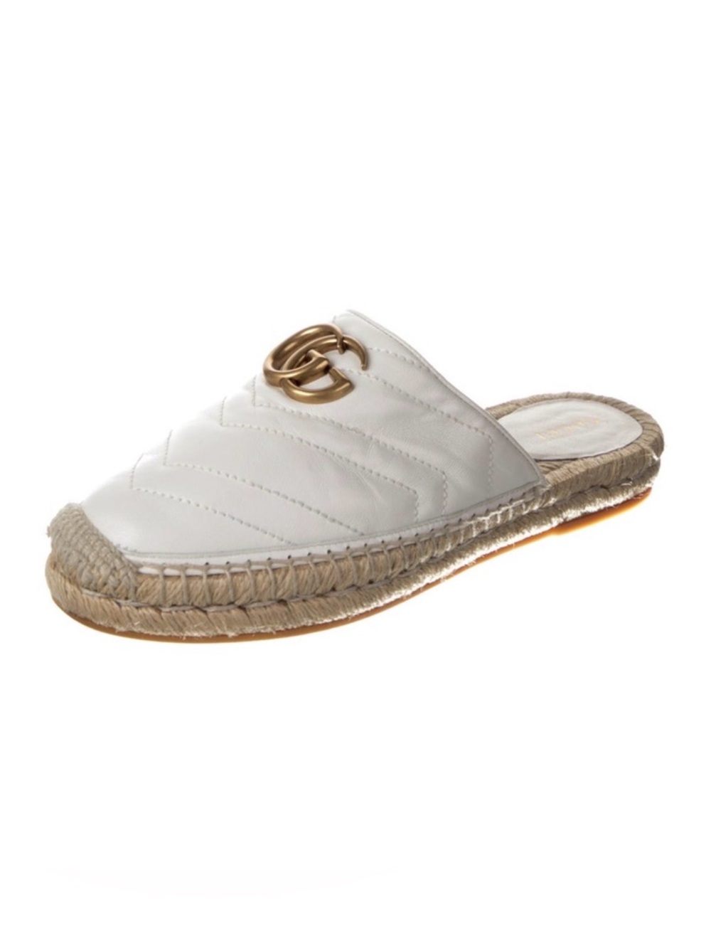 Gucci Marmont espadrille flats black quilted size 6.5 double G GG - Picture 5 of 5